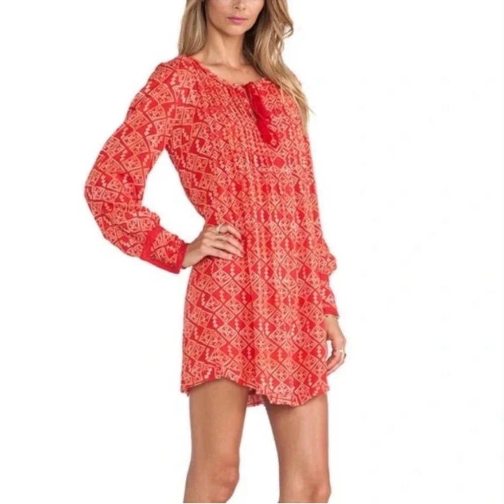 Free People • Red Pintuck Marlow Swing Dress • Size M
